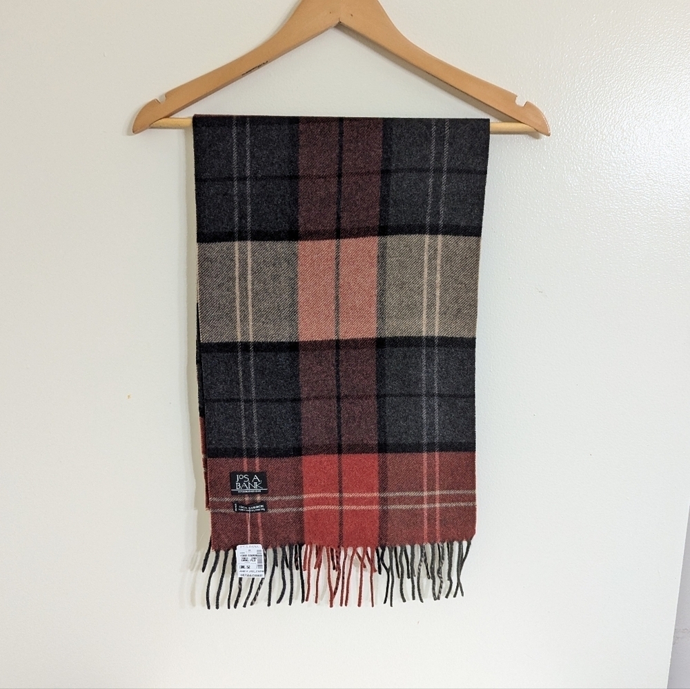 Jos. A. Bank 100% Cashmere Men's Fringe Scarf 68"x12"